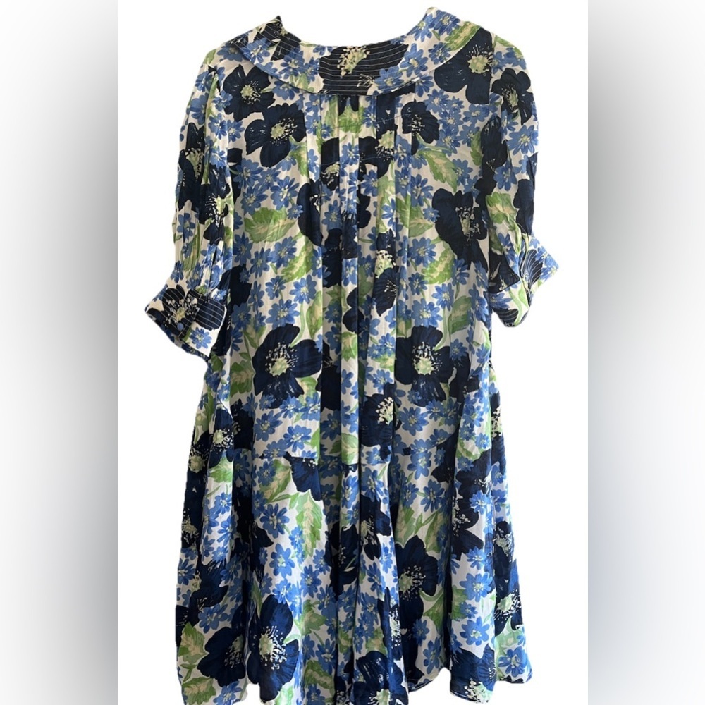 Free People Moon Chaser Floral V-Neck Short Sleeve Mini Babydoll Dress Large - Picture 5 of 7